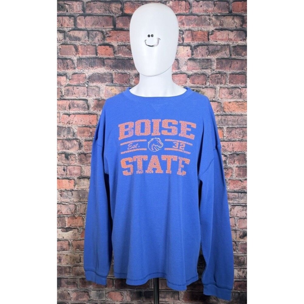 Froknit Boise State Broncos Blue Long Sleeve Crewneck Shirt Orange 2XL